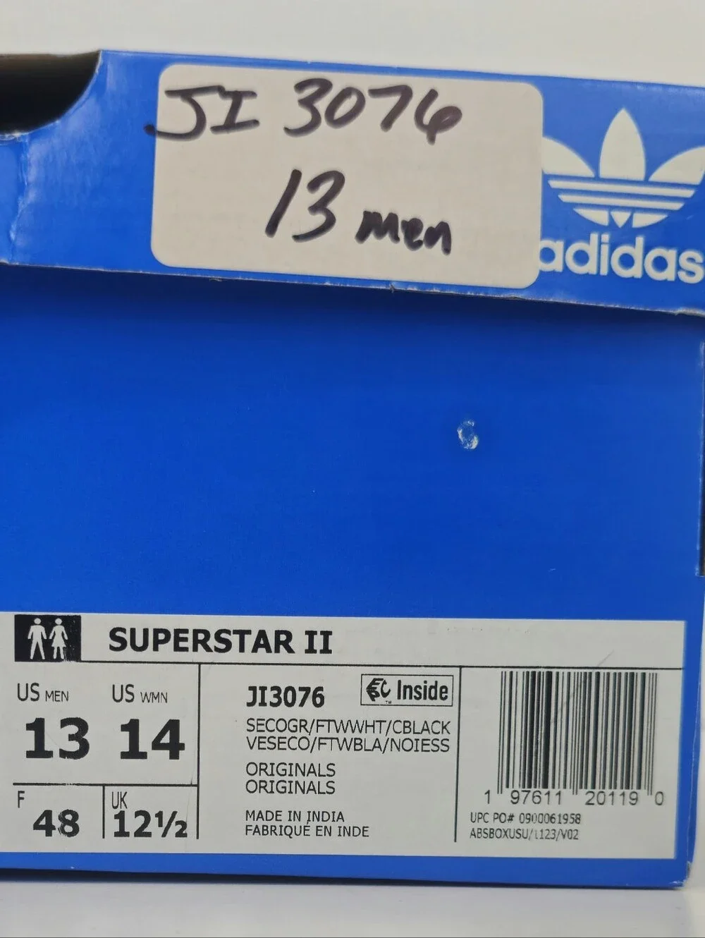 Adidas Originals Superstar II Court Green White Black Men's Size 13 NIB JI3076